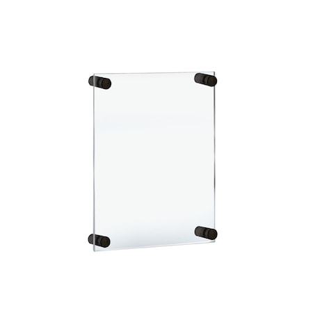 Azar Displays Floating Acrylic Wall Frame with Black Stand Off Caps 105506-BLK